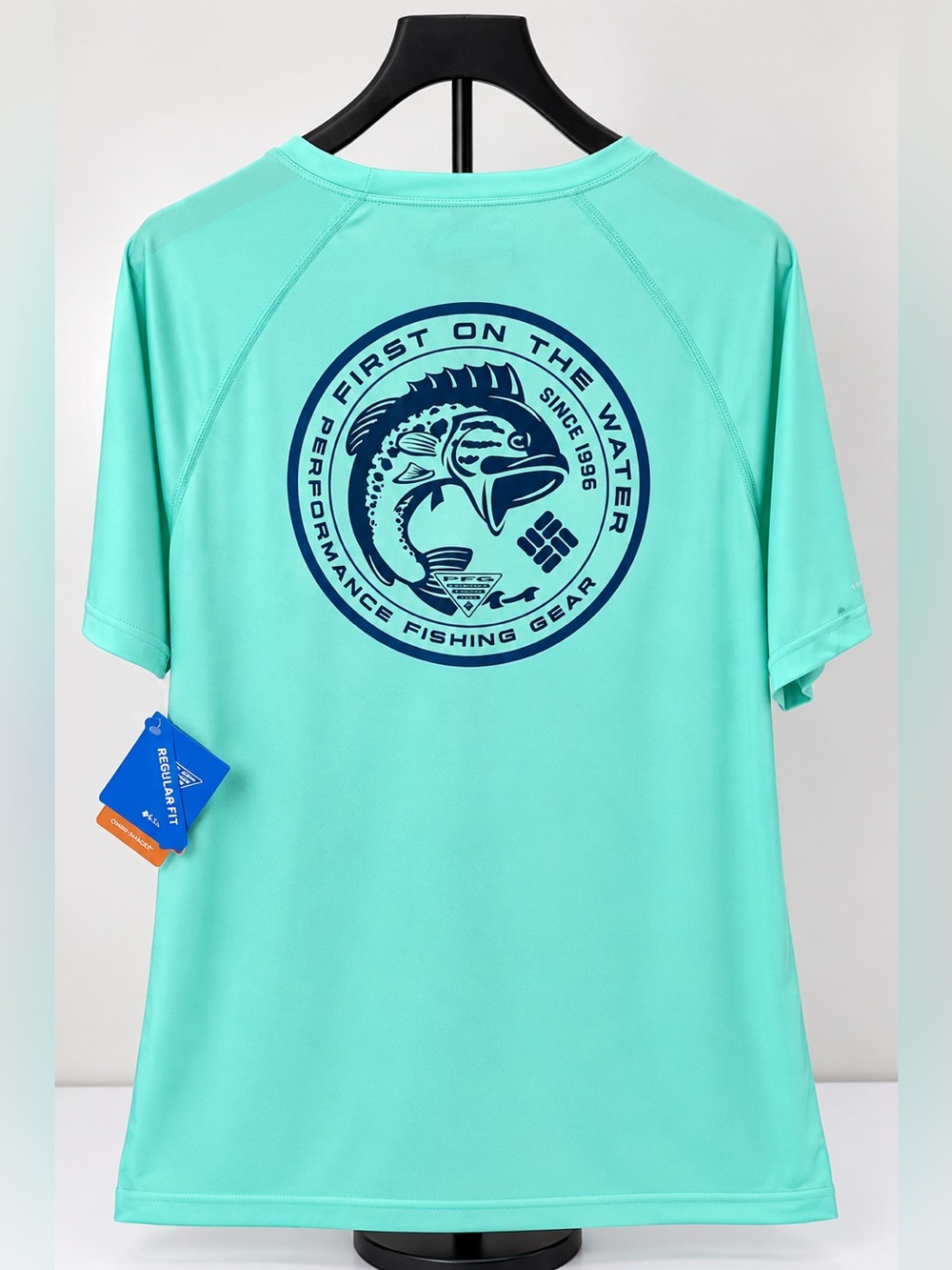 NWT Columbia PFG Fishing Shirt Men’s Large Aqua Turquoise Omni-Shade